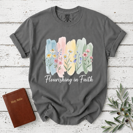 Comfort Colors Flourishing In Faith Watercolor T-Shirt