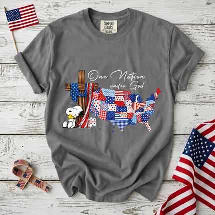 Comfort Colors One Nation Under God Christian Patriotic Map T-Shirt
