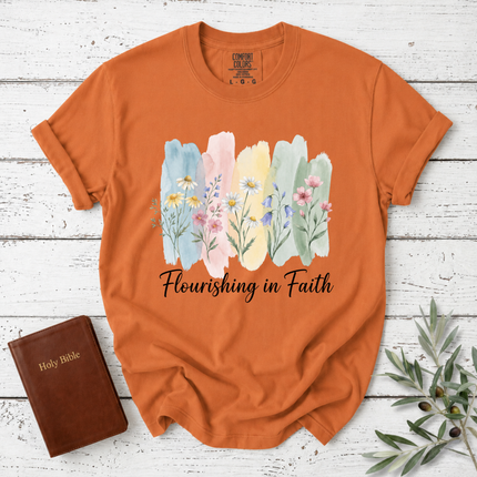 Comfort Colors Flourishing In Faith Watercolor T-Shirt