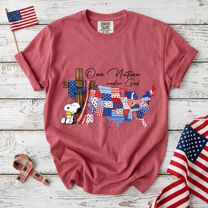 Comfort Colors One Nation Under God Christian Patriotic Map T-Shirt