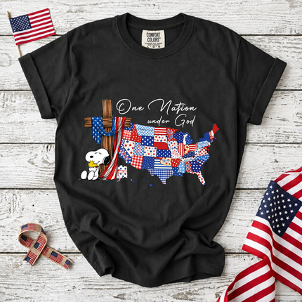 Comfort Colors One Nation Under God Christian Patriotic Map T-Shirt