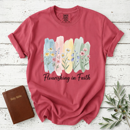 Comfort Colors Flourishing In Faith Watercolor T-Shirt