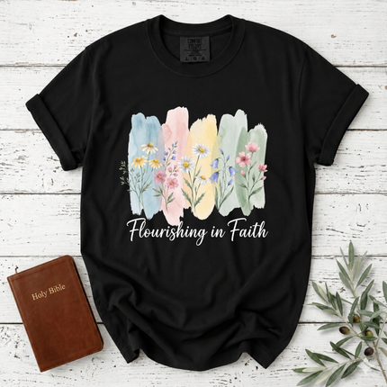 Comfort Colors Flourishing In Faith Watercolor T-Shirt