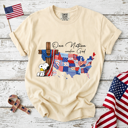 Comfort Colors One Nation Under God Christian Patriotic Map T-Shirt