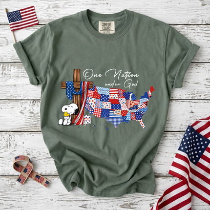 Comfort Colors One Nation Under God Christian Patriotic Map T-Shirt