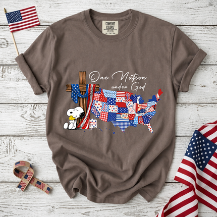 Comfort Colors One Nation Under God Christian Patriotic Map T-Shirt