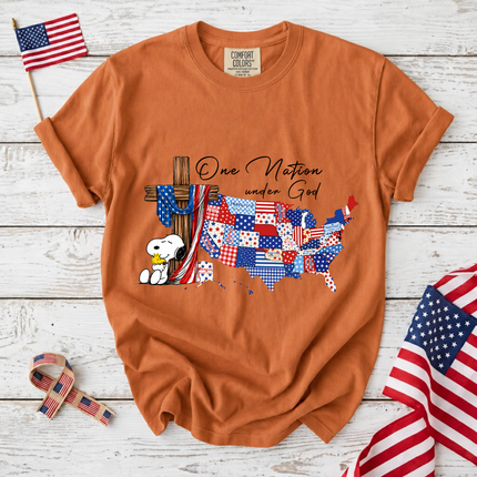 Comfort Colors One Nation Under God Christian Patriotic Map T-Shirt