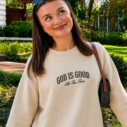God Is Good All The Time Embroidered Sweatshirt
