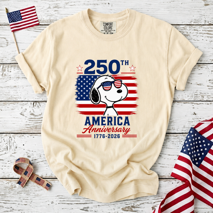 Comfort Colors 250th America Anniversary Patriotic Snoopy Sunglasses T-Shirt