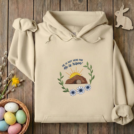 He is Risen Easter Embroidered Hoodie