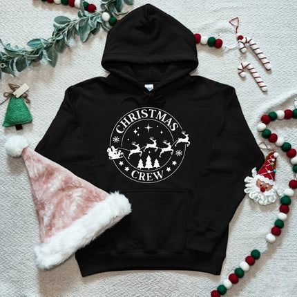 Christmas Crew Santa's Reindeer Sleigh Christmas Hoodie for Kids