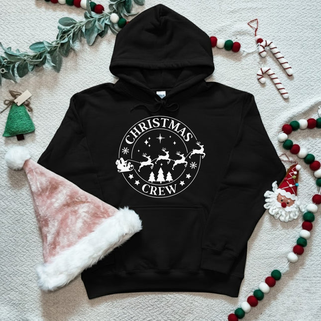 Christmas Crew Santa's Reindeer Sleigh Christmas Hoodie for Kids