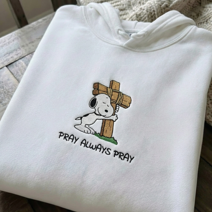 Pray Always Pray Gildan Embroidered Hoodie