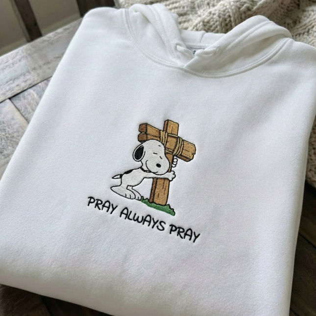 Pray Always Pray Gildan Embroidered Hoodie