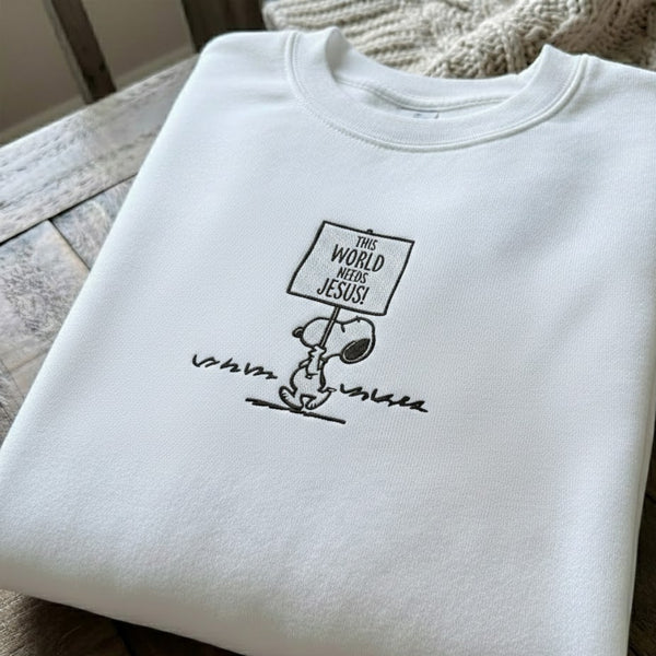 This World Needs Jesus Embroidered Sweatshirt