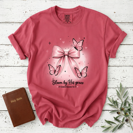 Comfort Colors Bloom by His Grace Coquette Bow T-Shirt
