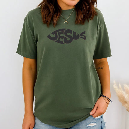 Comfort Colors Jesus Fish Christian T-Shirt