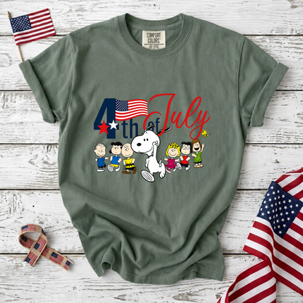 Comfort Colors 4th of July Patriotic Snoopy Friends Parade T-Shirt