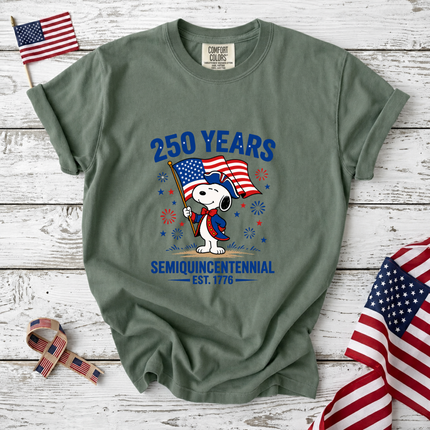 Comfort Colors 250 Years Semiquincentennial Patriotic Snoopy T-Shirt