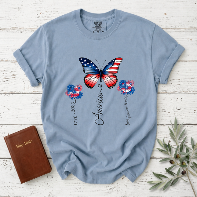 Comfort Colors America 250th Anniversary Patriotic Butterfly T-Shirt