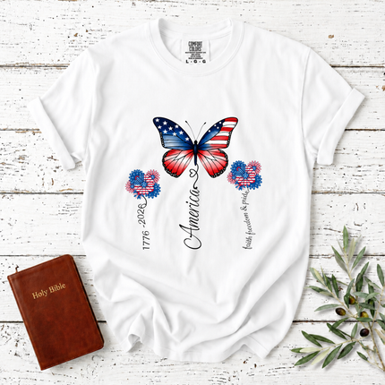 Comfort Colors America 250th Anniversary Patriotic Butterfly T-Shirt