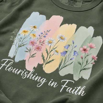 Comfort Colors Flourishing In Faith Watercolor T-Shirt