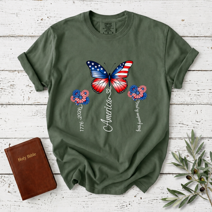 Comfort Colors America 250th Anniversary Patriotic Butterfly T-Shirt