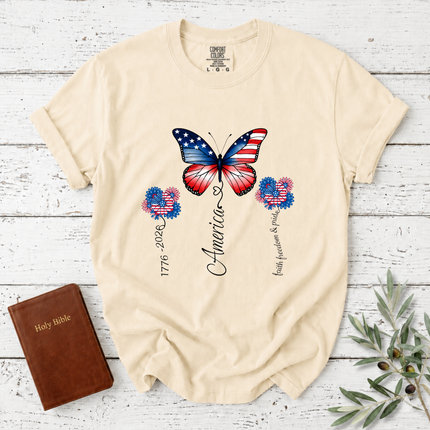 Comfort Colors America 250th Anniversary Patriotic Butterfly T-Shirt