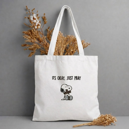 It's Okay Just Pray Embroidered Tote Bag