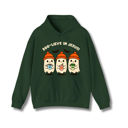 Boo-live in Jesus Cute Ghost Gildan Hoodie