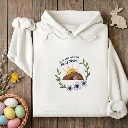 He is Risen Easter Embroidered Hoodie