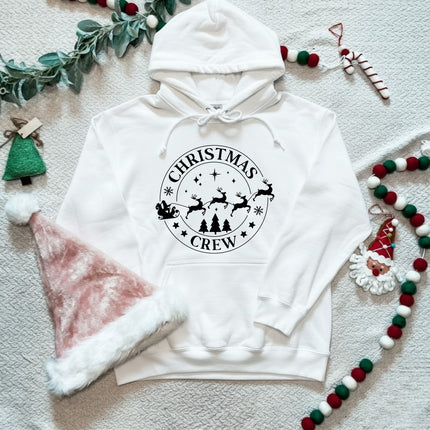 Christmas Crew Santa's Reindeer Sleigh Christmas Hoodie for Adults