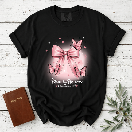 Comfort Colors Bloom by His Grace Coquette Bow T-Shirt