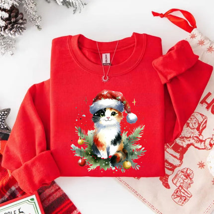 Watercolors Cat Christmas Sweatshirt
