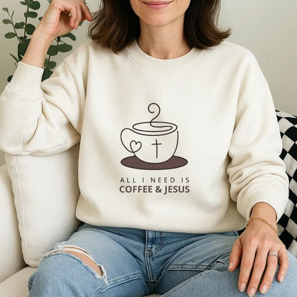 Comfort Colors All I Need Is Coffee and Jesus Sweatshirt