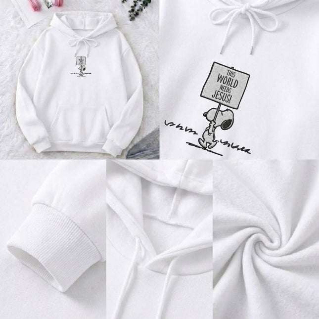 The World Need Jesus Embroidered Hoodie
