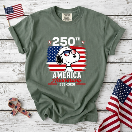 Comfort Colors 250th America Anniversary Patriotic Snoopy Sunglasses T-Shirt