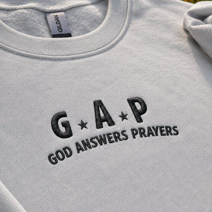 God Answers Prayers Embroidered Sweatshirt