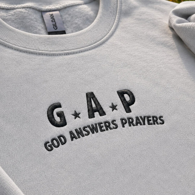 God Answers Prayers Embroidered Sweatshirt