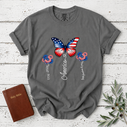 Comfort Colors America 250th Anniversary Patriotic Butterfly T-Shirt