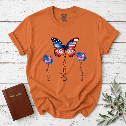 Comfort Colors America 250th Anniversary Patriotic Butterfly T-Shirt