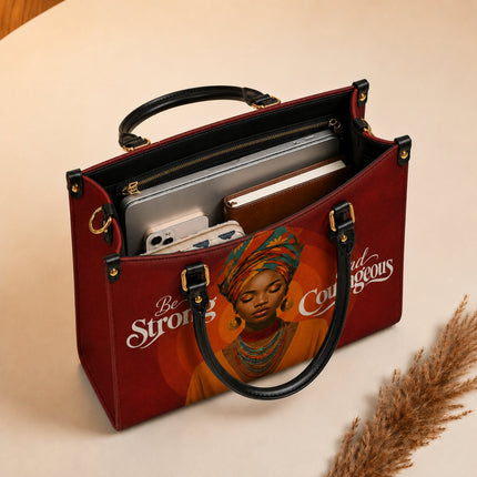 Be Strong and Courageous Leather Handbag