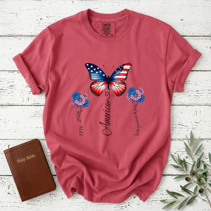 Comfort Colors America 250th Anniversary Patriotic Butterfly T-Shirt