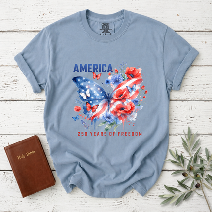Comfort Colors America 250 Years Of Freedom Watercolor Butterfly T-Shirt