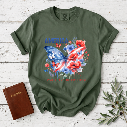 Comfort Colors America 250 Years Of Freedom Watercolor Butterfly T-Shirt