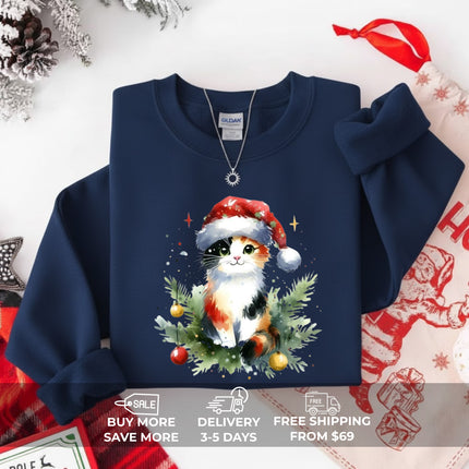 Watercolors Cat Christmas Sweatshirt