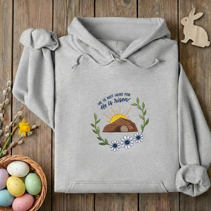 He is Risen Easter Embroidered Hoodie