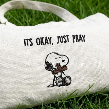 It's Okay Just Pray Embroidered Tote Bag