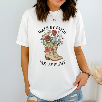 Walk by Faith, Not by Sight Floral T-shirt