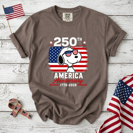 Comfort Colors 250th America Anniversary Patriotic Snoopy Sunglasses T-Shirt
